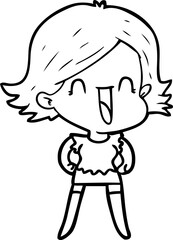 cartoon happy woman