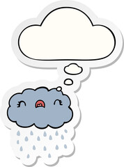 cute cartoon cloud with thought bubble as a printed sticker