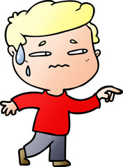 Obraz premium cartoon anxious man pointing