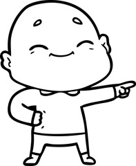happy cartoon bald man