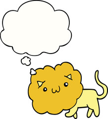 cartoon lion with thought bubble