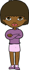 cartoon woman with folded arms