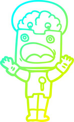 cold gradient line drawing of a cartoon robot