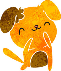 retro cartoon illustration kawaii of a cute dog