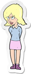 sticker of a cartoon annoyed woman
