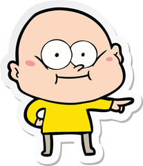 sticker of a cartoon bald man staring