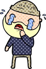 Obraz premium cartoon bearded man crying
