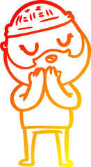 warm gradient line drawing of a cartoon man with beard