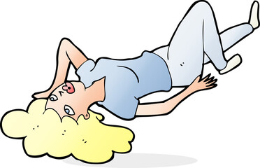 cartoon woman lying on floor