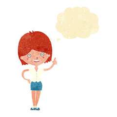 cartoon woman with idea with thought bubble