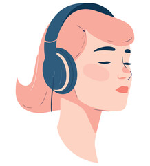 Young woman enjoying music with headphones on