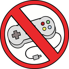 cute cartoon of a no gaming allowed sign © lineartestpilot
