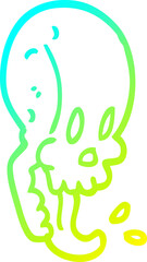 cold gradient line drawing of a cartoon crazy skull