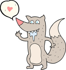 freehand drawn speech bubble cartoon hungry wolf