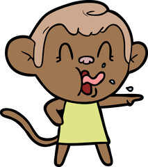 Obraz premium crazy cartoon monkey in dress pointing