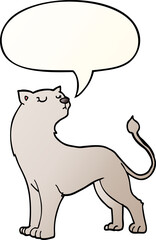 cartoon lioness with speech bubble in smooth gradient style