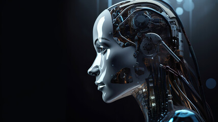 3D rendered illustration of a robot, Cyborg, Generative AI