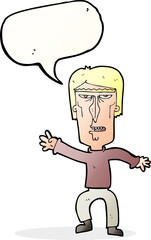 Obraz premium cartoon angry man waving warning with speech bubble