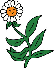 Fototapeta na wymiar hand drawn quirky cartoon daisy flower