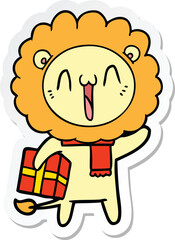 sticker of a happy cartoon lion