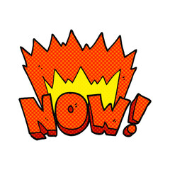 freehand drawn comic book style cartoon now symbol