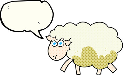 freehand drawn comic book speech bubble cartoon muddy sheep
