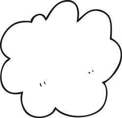 freehand drawn black and white cartoon decorative cloud element