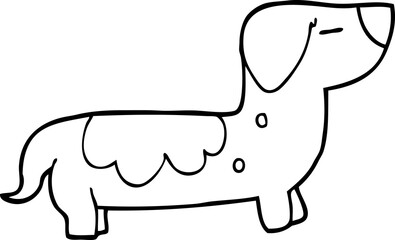 line drawing cartoon sausage dog