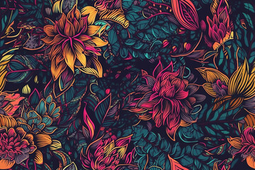 Seamless floral pattern, Generative AI