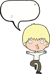 cartoon excited boy with speech bubble