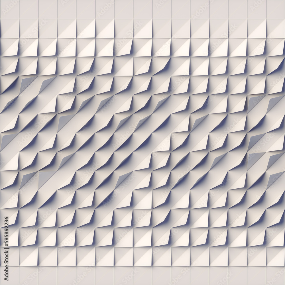 Poster Simple geometric background with triangle pattern on a white surface. 3d rendering digital illustration