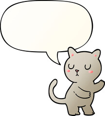 cartoon cat with speech bubble in smooth gradient style