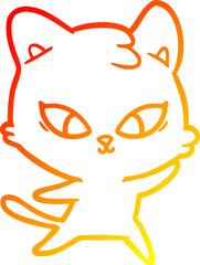Obraz premium warm gradient line drawing of a cute cartoon cat