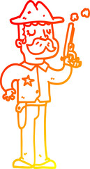 warm gradient line drawing of a cartoon sheriff
