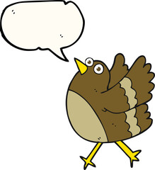 freehand drawn speech bubble cartoon happy bird