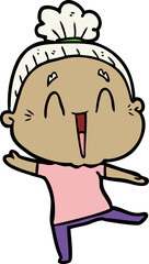 cartoon happy old lady