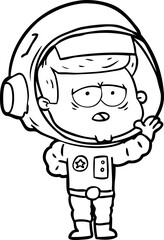 cartoon tired astronaut