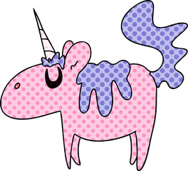 comic book style quirky cartoon unicorn