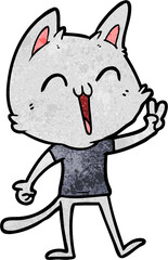 happy cartoon cat meowing