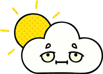 comic book style cartoon of a sunshine and cloud
