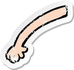 retro distressed sticker of a cartoon arm