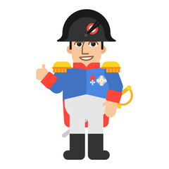 Napoleon Bonaparte showing thumbs up and smiling. Funny character