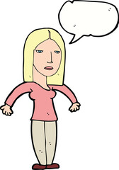 cartoon annoyed woman with speech bubble