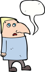 cartoon worried man with speech bubble