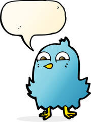 funny cartoon bird with thought bubble