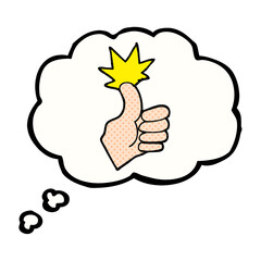 freehand drawn thought bubble cartoon thumbs up