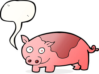 cartoon pig with speech bubble