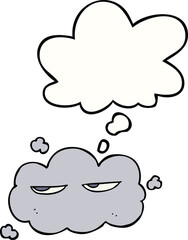 cute cartoon cloud with thought bubble