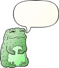 cartoon smug toad with speech bubble in smooth gradient style