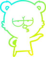 cold gradient line drawing of a bored polar bear cartoon